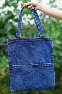 Manifest That Shit Tote Denim with Pockets