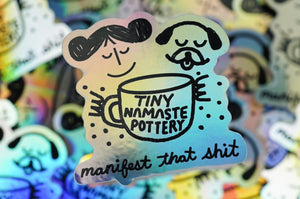Sticker Holographic Pottery Girl and Pug